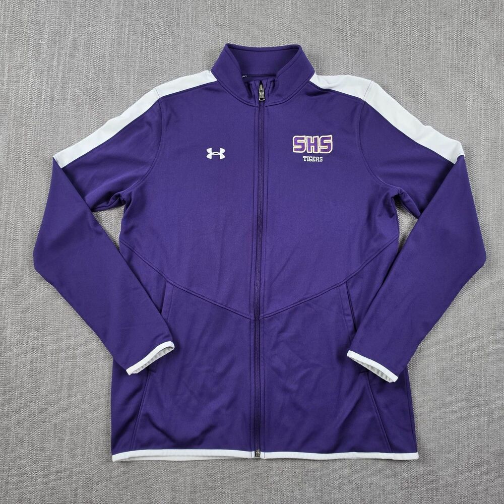 Under Armour Jacket Mens Medium M Purple Full Zip SHS Tigers Warm Up Track Coat